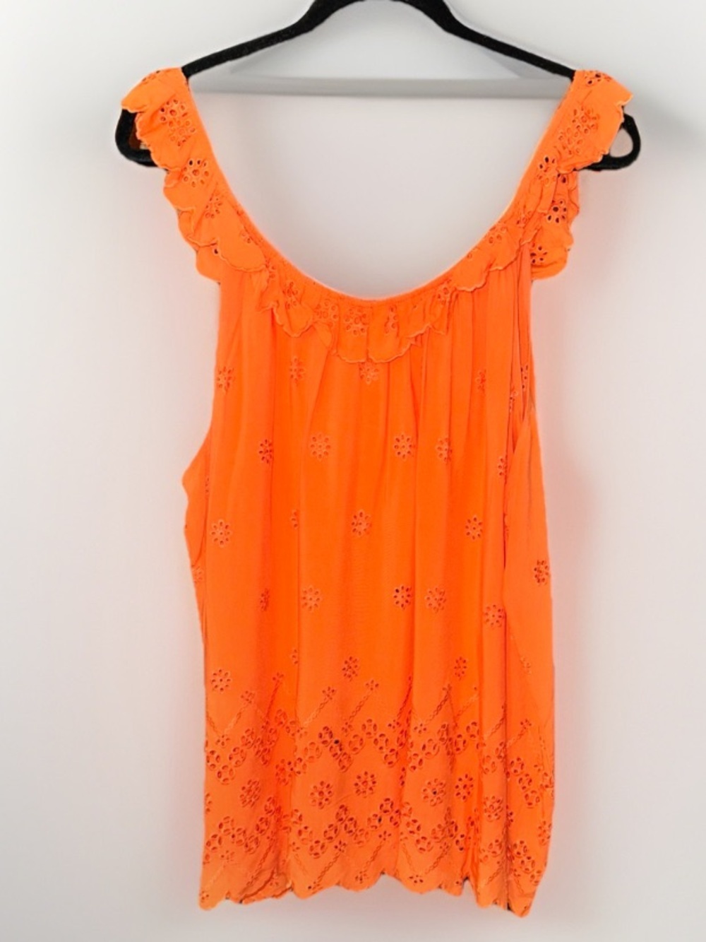 Torrid Eyelet Ruffle Tie Front Tank Top Orange Nasturtium Plus Size 3X 22-24 NEW - Picture 5 of 7